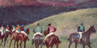 Caballos de carreras en un paisaje (1894) de Edgar Degas