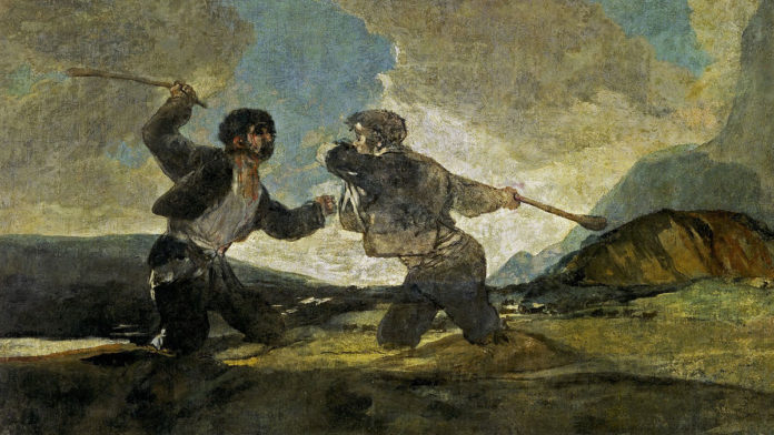 Duelo a garrotazos, Francisco de Goya Duelo a garrotazos, Francisco de Goya