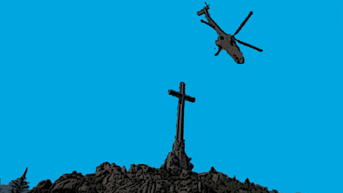 Un helicóptero sobre Cuelgamuros Un helicóptero sobre Cuelgamuros