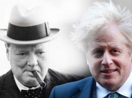 Winston Churchill y Boris Johnson