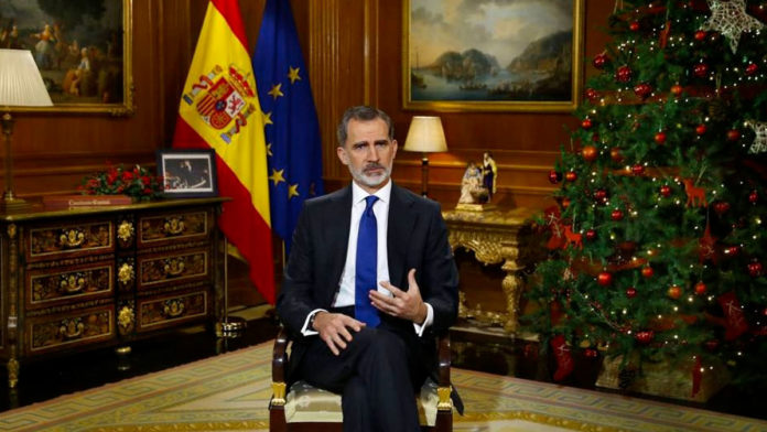Felipe VI durante el mensaje de nochebuena de 2020 Felipe VI durante el mensaje de nochebuena de 2020